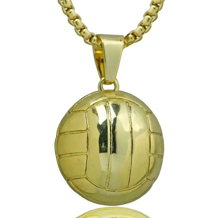 

2 PCS Three-Dimensional Sports Ball Pendant Necklace,Style: Women Volleyball 18K Gold