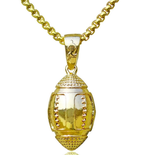

2 PCS Three-Dimensional Sports Ball Pendant Necklace,Style: Men Rugby 18K Gold