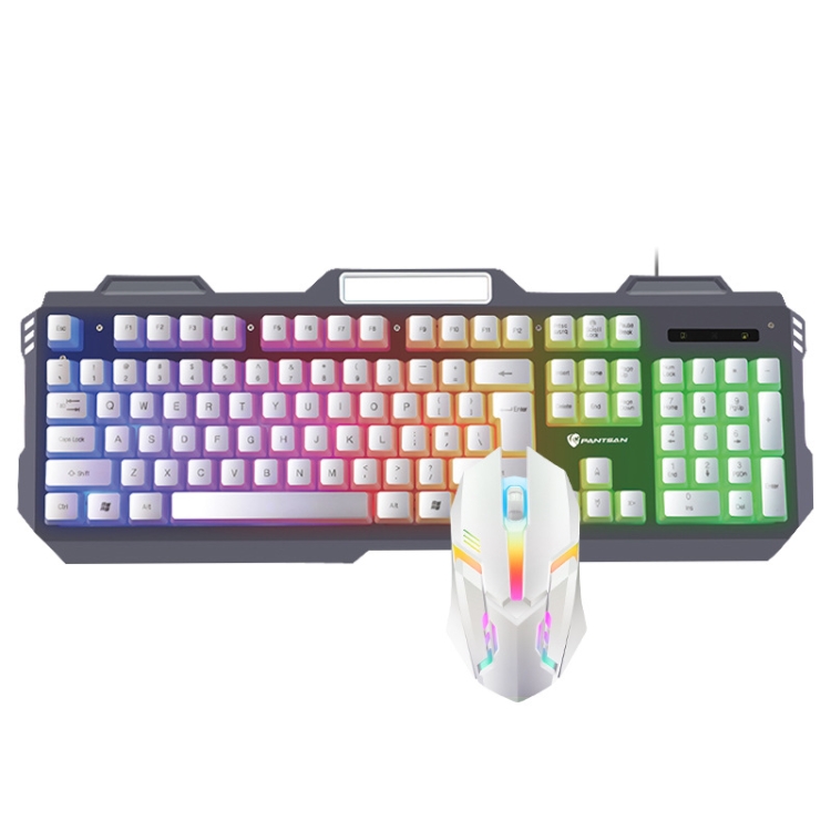 

PANTSAN PT200 Metal Panel Wired Luminous Mechanical Keyboard + Mouse Set(White)
