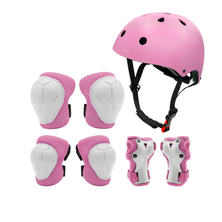 

7 In 1 Children Roller Skating Protective Gear Set, Size: M(Pink)