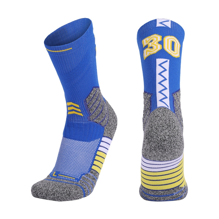 

Men Terry Non-Slip Mid-Tube Sports Socks Basketball Socks, Size: Adult Free Size(NO.30 Blue Yellow)