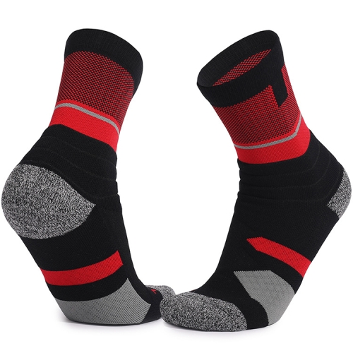 Basketball Socks Thick Towel Bottom High Tube Socks(Black Red), 6922763006001  - buy with discount