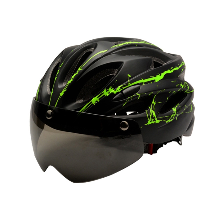 

RZ285 Bicycle Outdoor Riding Helmet With Goggles(Black Green)