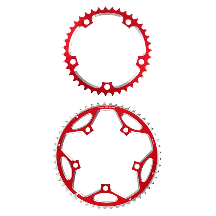 

WEST BIKING 2-Piece 53t-39t Road Bike Aluminum Alloy Gear(Red)