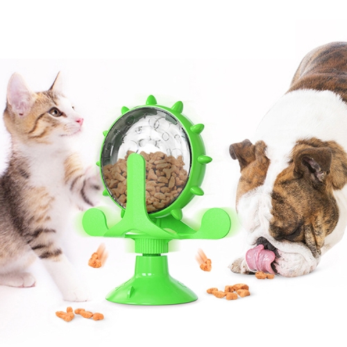 

ZQL-01 Dog Toys Funny Cat Slow Food Leakage Windmill Turntable(Green)