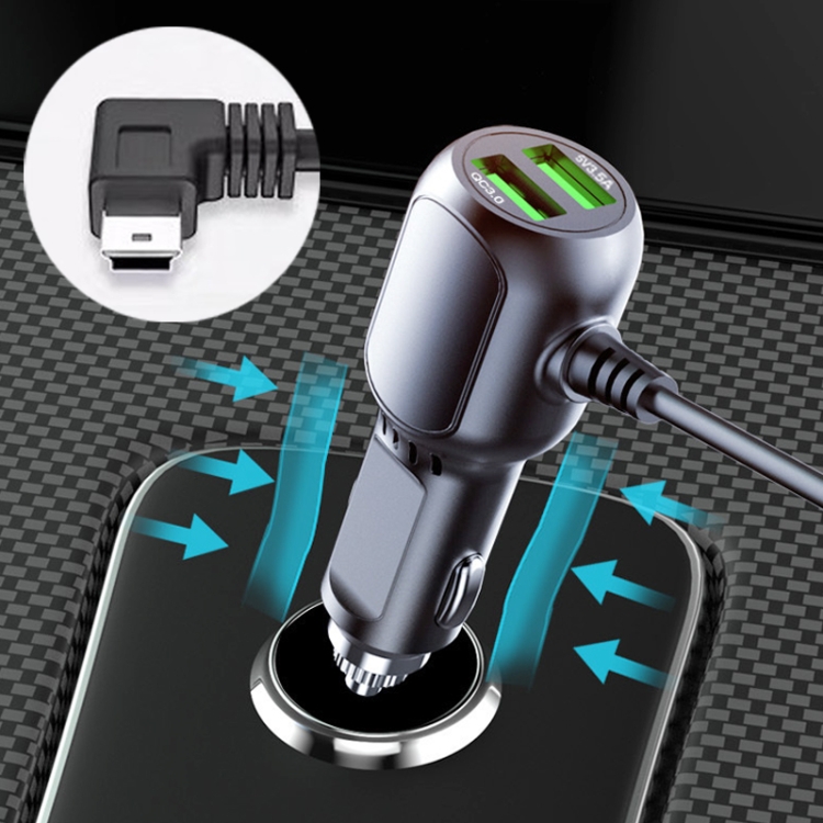 

JY-1904 Car Charger Fast Charging Step-Down Line Mini USB Left(Double Drive)
