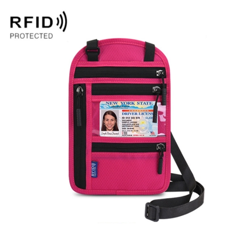 

RFID Multi-Function Halter Passport Bag Certificate Protection Cover(Rose Red)