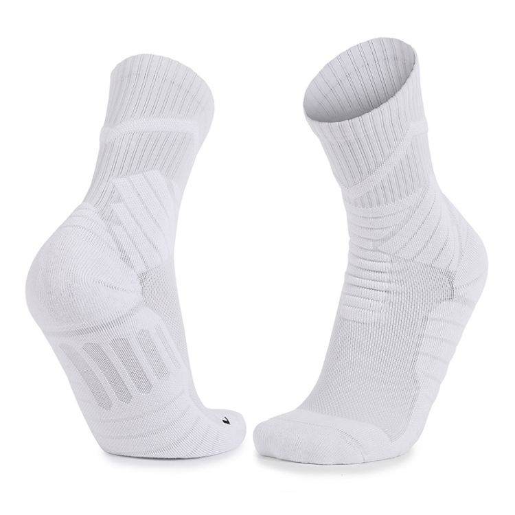 

Men Basketball Socks Shock Absorption Mid-Tube Sports Socks, Size: Free Size(White)