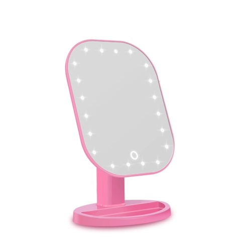 

20 LEDs Smart Touch Screen Dimming Makeup Mirror,Style: Pink USB Supply