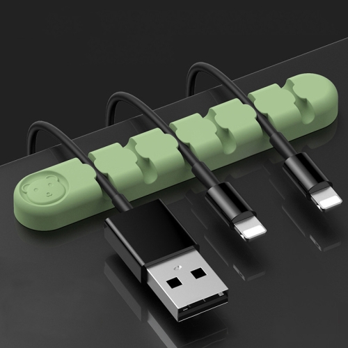 

5 PCS 6 Holes Bear Silicone Desktop Data Cable Organizing And Fixing Device(Matcha Green)