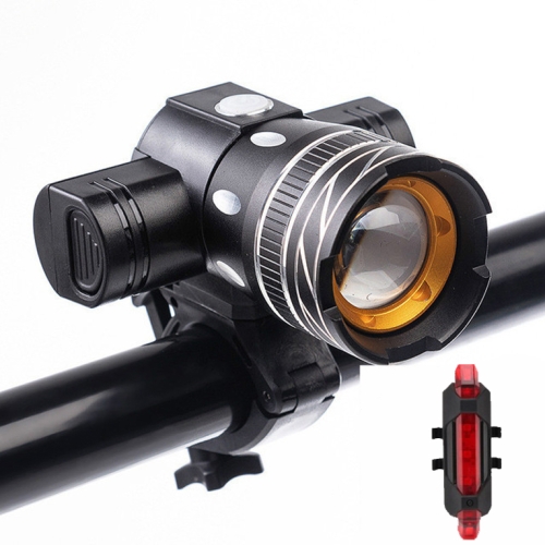 

7602 LED USB Charging Telescopic Zoom Bicycle Front Light, Specification: Headlight + 918 Taillight