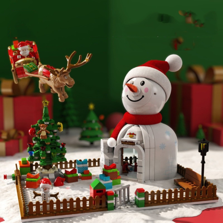 

SEMBO Cartoon Cute Christmas Blocks Kids Toys, Style: Snow House