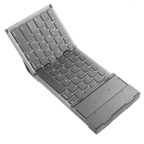 

B066 78 Keys Bluetooth Multi-System Universal Folding Wireless Keyboard with Touchpad(Pearley Gray)