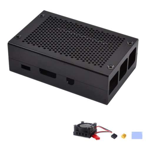 

Aluminum Alloy Shell Grid Cooling Box For Raspberry Pi 3 Model B Pi 2/B + Black with Fan