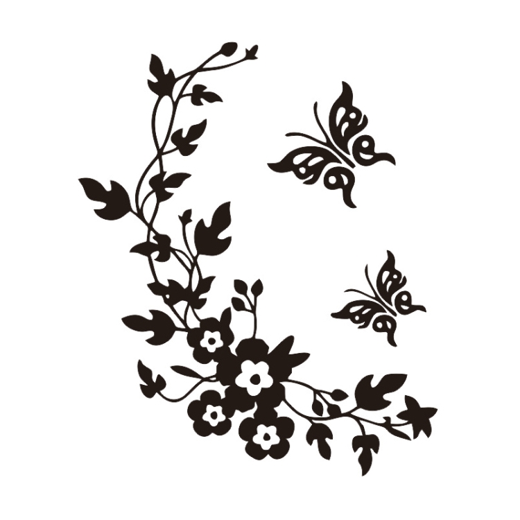

2 PCS Animals Flower Vine Wall Beautification Decoration Stickers, Style: AB-1-043 (Black)