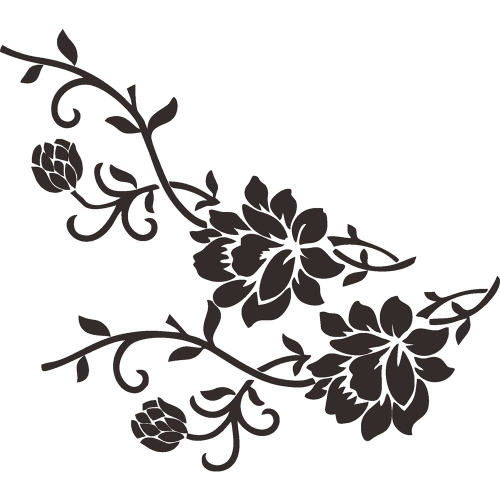 

2 PCS Animals Flower Vine Wall Beautification Decoration Stickers, Style: AB-1-100 (Black)