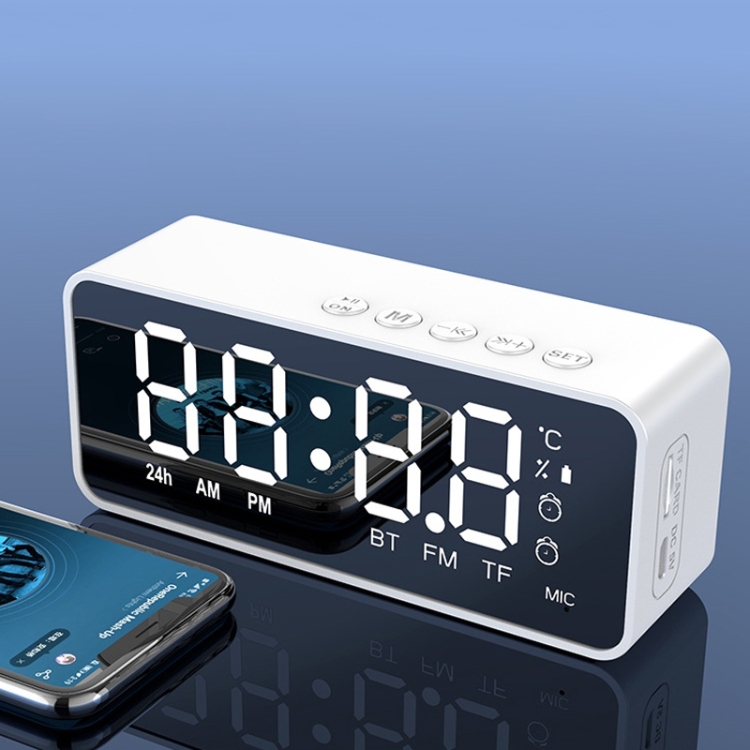 

ZXL-G50 Mini Mirror Alarm Bluetooth Speaker Support TF Card(White)