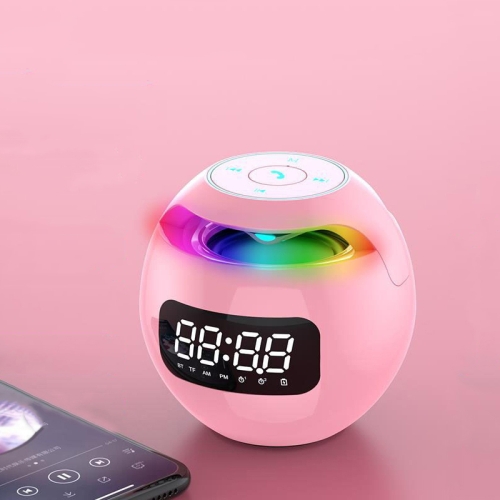 

ZXL-G90 Portable Colorful Ball Bluetooth Speaker, Style: Clock Version (Pink)