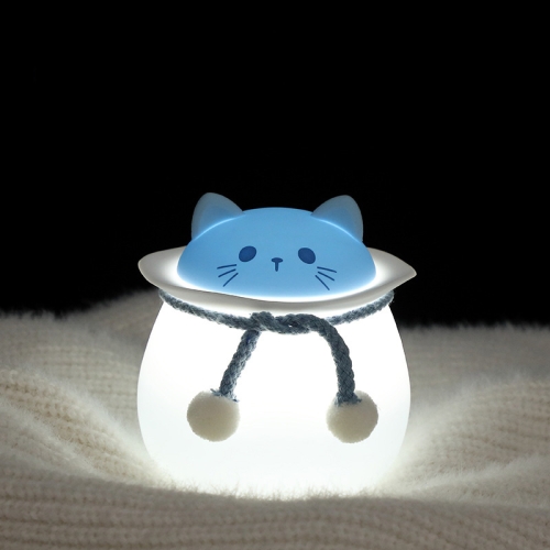 

Smart Sensor USB Bedside Silicone Night Light, Style: Voice Control-Blue Cat