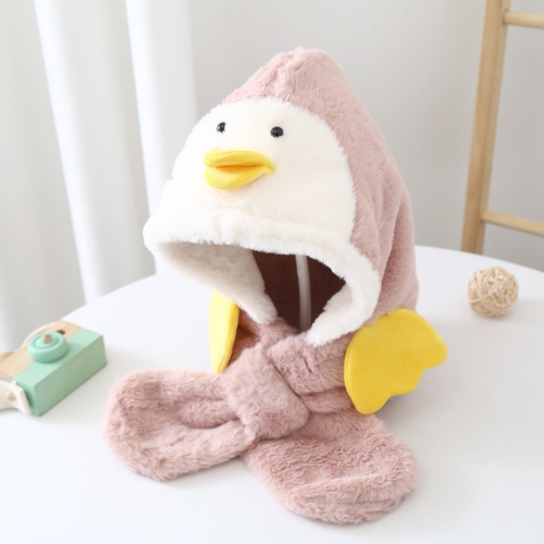 

Baby Plush Cartoon Duck Ear Protection Hat Scarf Integrated, Size: About 52-54cm(Pink)