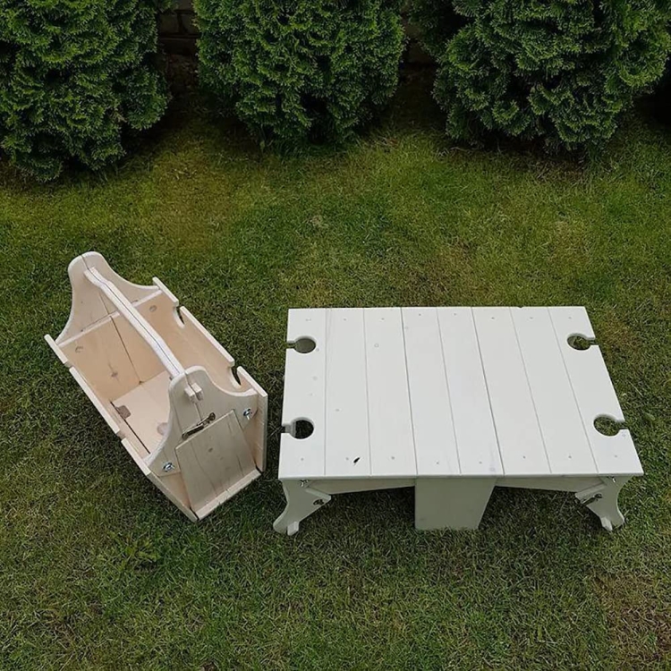 

2 in 1 Wooden Outdoor Folding Picnic Basket Table Wine Table, Size: Small(Wood Color)