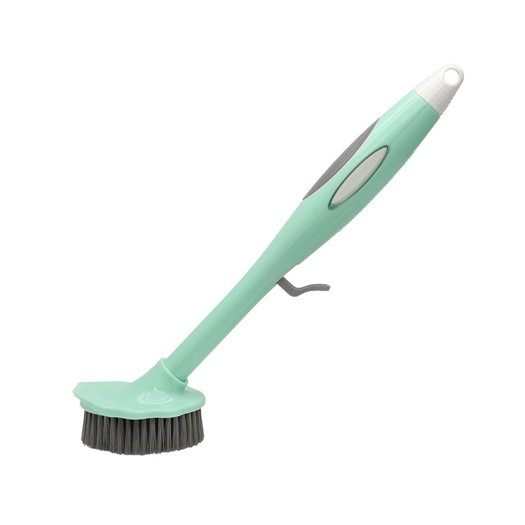 

S-363 Automatic Liquid Filling Cleaning Brush With Long Handle For Kitchen Stove(Green Grey)