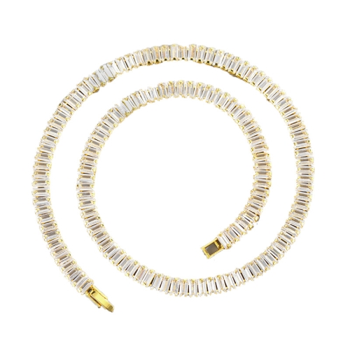 

NL102 Encrusted Zirconium Cuban Bracelet, Size: 20cm (Gold)