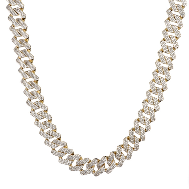 

NL021Z Alloy Micro-Inlaid Zircon Cuban Necklace, Size: 21cm (Gold)