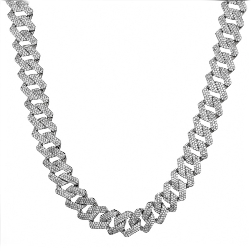 

NL021Z Alloy Micro-Inlaid Zircon Cuban Necklace, Size: 21cm (Silver)