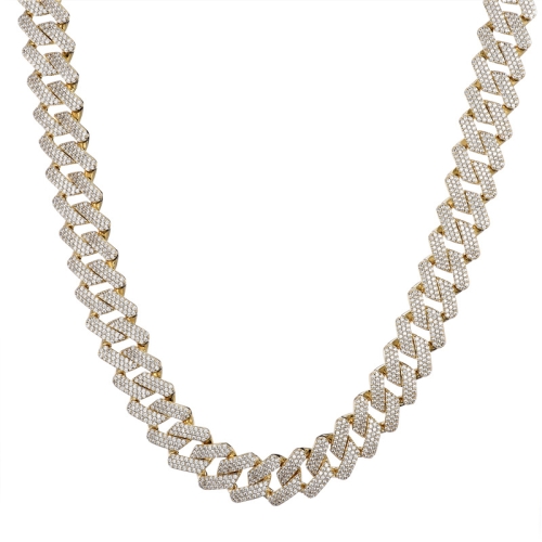 

NL021Z Alloy Micro-Inlaid Zircon Cuban Necklace, Size: 45cm (Gold)