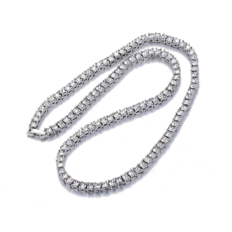 

NL006 Alloy Rhinestone Street Hip Hop Necklace, Size: 20 Inches (White Gold)