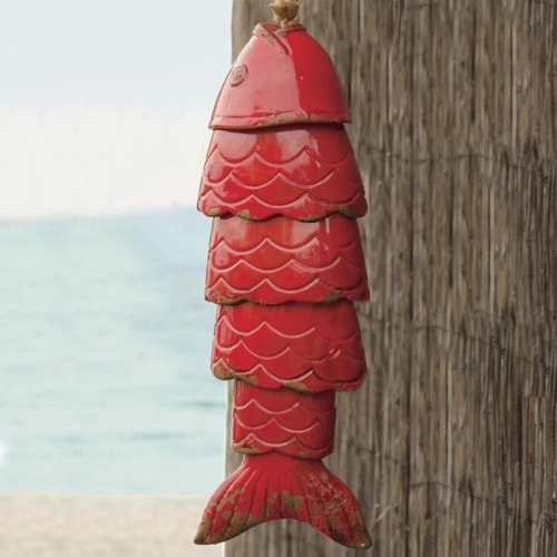 

Outdoor Eaves Metal Colored Koi Wind Chimes, Size: 30x13cm(Red)