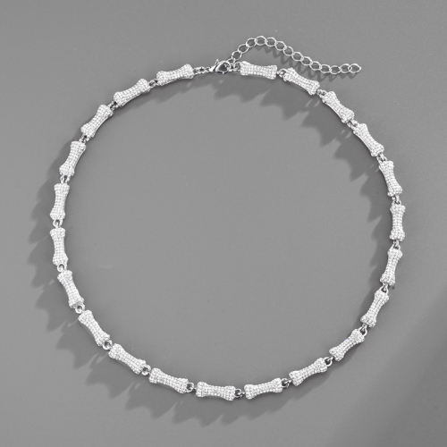 

NL118 Full Diamonds Bone Hip-Hop Clavicle Necklace, Size: 45cm