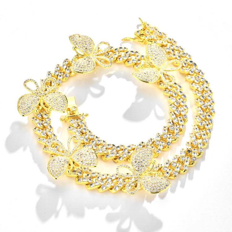 

NL035 Butterfly Rap Cuban Necklace, Size: 50cm (Gold)