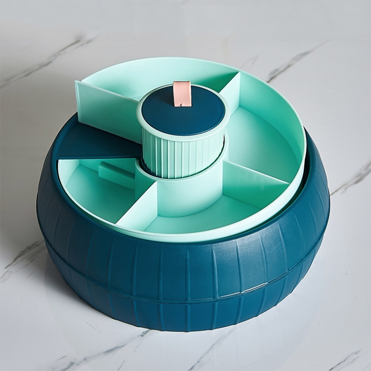 

1014 Home Double Rotary Candy Candy Box(Cyan Blue)