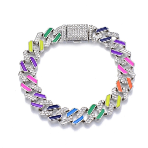 

NL007 12mm Rhombus Colorful Full Diamond Necklace, Size: 20cm (White)