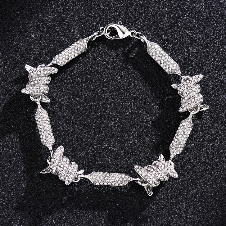 

NL098 Diamond Three-Dimensional Wire Necklace, Size: 8 Inches (Silver)