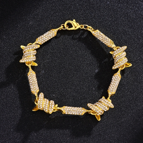 

NL098 Diamond Three-Dimensional Wire Necklace, Size: 8 Inches (Gold)