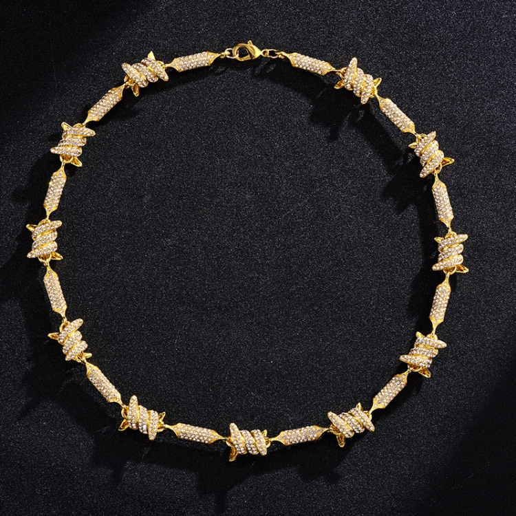 

NL098 Diamond Three-Dimensional Wire Necklace, Size: 18 Inches (Gold)