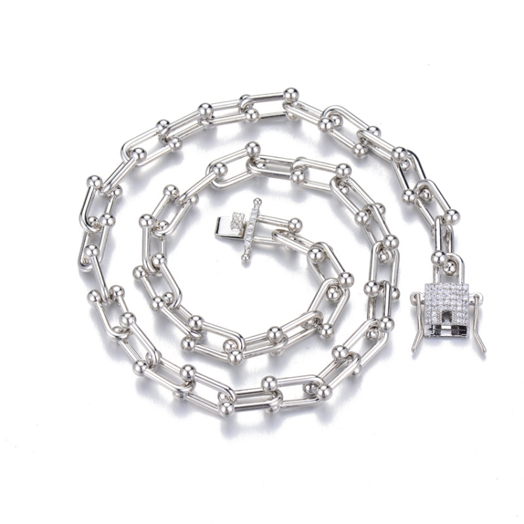 

NL029 9mm U-Shaped Buckle Horseshoe Clavicle Chain, Size: 20cm