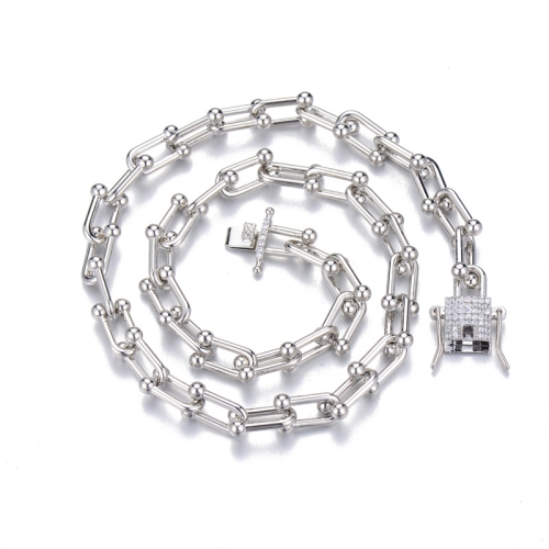 

NL029 9mm U-Shaped Buckle Horseshoe Clavicle Chain, Size: 45cm