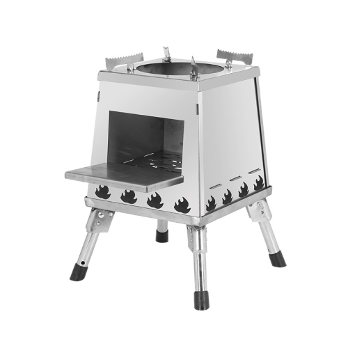 

Outdoor Camping Folding Portable Barbecue Wood Stove, Size: Large (Stainless Steel)