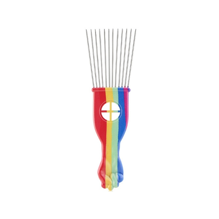 

3 PCS Printed Steel Pin Pick Hair Comb Retro Oil Head Style Comb, Color Classification: Rainbow K2
