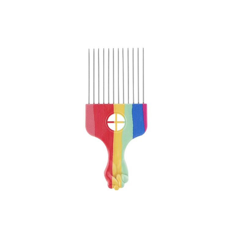 

3 PCS Printed Steel Pin Pick Hair Comb Retro Oil Head Style Comb, Color Classification: Rainbow K3