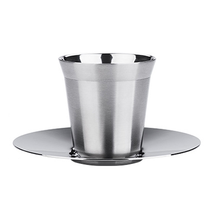 

304 Stainless Steel Coffee Capsule Cup Double Insulation Coffee Cup, Style: Small Coffee Cup+Dish