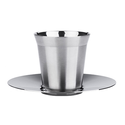 

304 Stainless Steel Coffee Capsule Cup Double Insulation Coffee Cup, Style: Large Coffee Cup+Dish