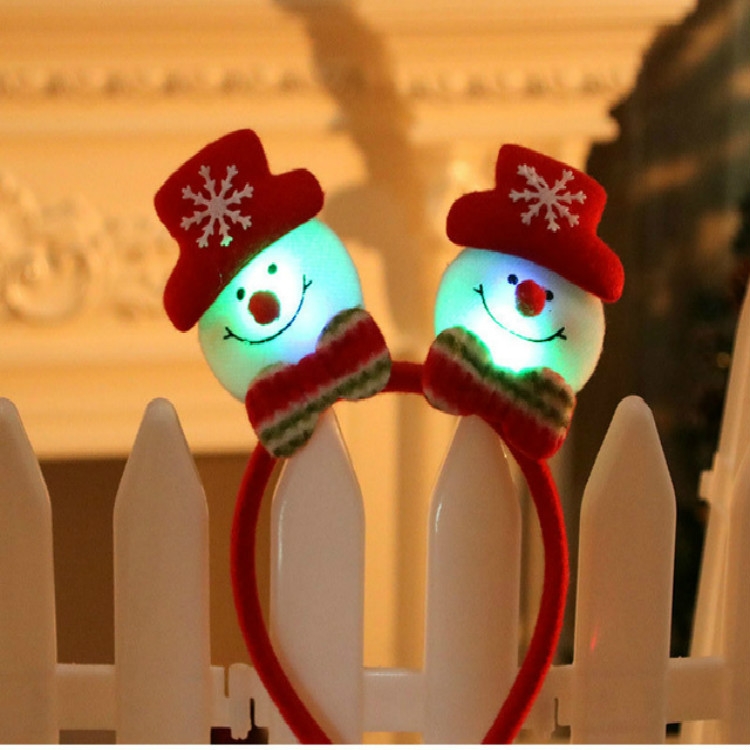 

LED Christmas Decorations Shiny Double-head Buckle Party Props Children Gifts Christmas Headband(Snowman with lights )