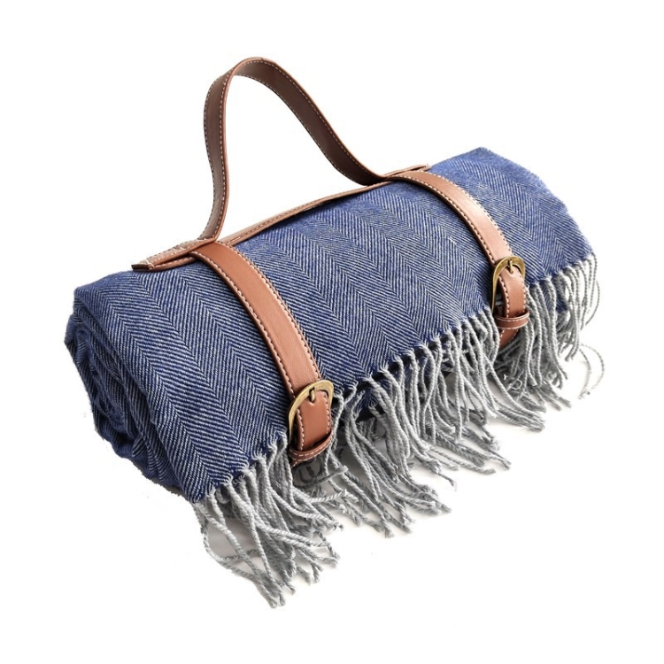 

FWP Waterproof Thick Tassel Picnic Mat, Size: 200x150cm(Navy Blue)
