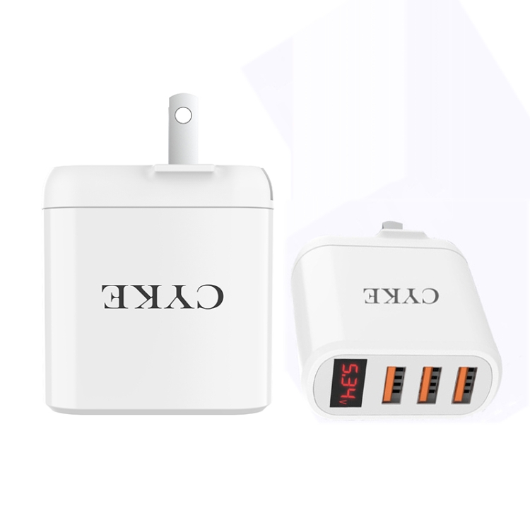 

CYKE Smart Digital Display 3-Ports USB Travel Charger(US Plug-White)