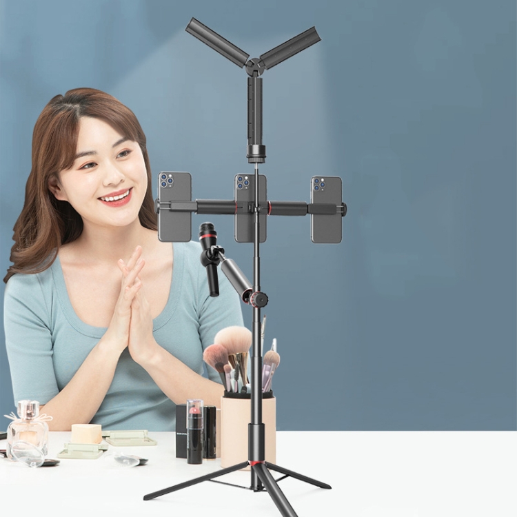 

CYKE AB1104 Floor-To-Ceiling Fill Light Multi-Camera Mobile Phone Live Tripod(Black)